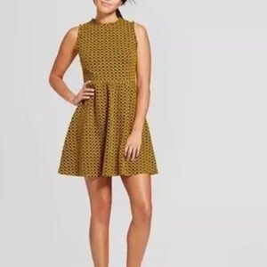 Xhilaration- Stretch knit Fit & Flare Dress in Mustard